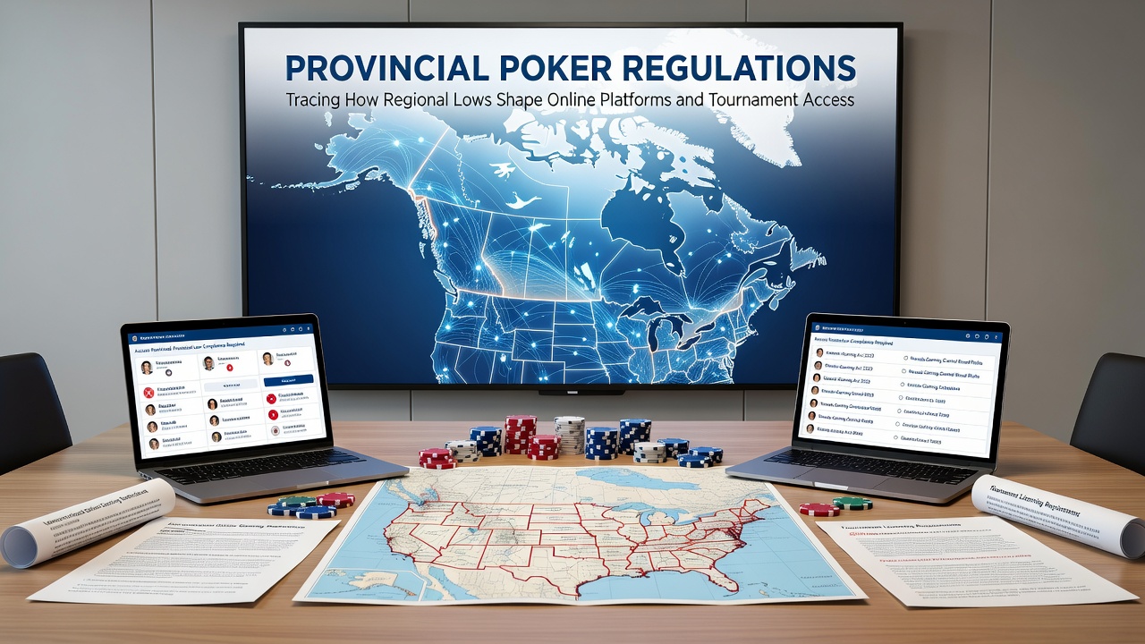 Online poker tournament screen showing regional access restrictions and player location verification